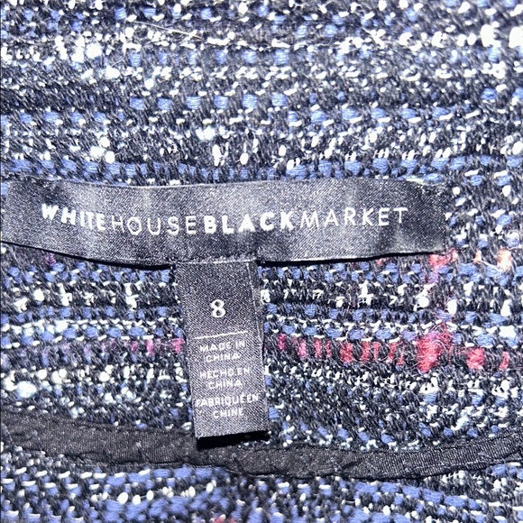 🖤WHBM Black Blue Gray Multi-Color Tweed Panel Moto Blazer Women’s Size 8 - Picture 6 of 15